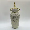 New high-end retro Chinese ceramic vase handicrafts, living room TV cabinet ornaments, dining room entrance table, dried fresh flower decorative ornaments, flower arrangements, light luxury decorative ornaments, flower art, living room dining table ornaments, realistic flower arrangement pottery Specification image